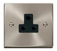 Click Deco VPSC038BK Victorian 5A Round Pin Socket Outlet - Satin Chrome (Black)