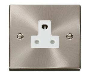 Click Deco VPSC038WH Victorian 5A Round Pin Socket Outlet - Satin Chrome (White)