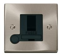 Click Deco VPSC051BK Victorian 13A DP Switched Fused Spur + Flex Outlet - Satin Chrome (Black)