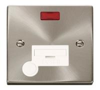 Click Deco VPSC053WH Victorian 13A Fused Spur + Neon + Flex Outlet - Satin Chrome (White)
