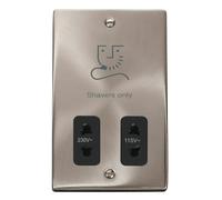 Click Deco VPSC100BK Victorian 115V/230V Dual Voltage Shaver Socket - Satin Chrome (Black)