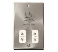 Click Deco VPSC100WH Satin Chrome Dual Voltage Shaver Socket White Insert