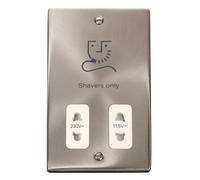 Click Deco VPSC100WH Victorian 115V/230V Dual Voltage Shaver Socket - Satin Chrome (White)