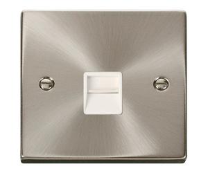 Click Deco VPSC120WH Victorian Single Master Telephone Outlet - Satin Chrome (White)