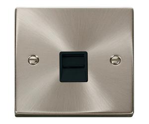 Click Deco VPSC125BK Victorian Single Secondary Telephone Outlet - Satin Chrome (Black)