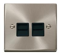 Click Deco VPSC126BK Victorian Twin Secondary Telephone Outlet - Satin Chrome (Black)