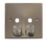 Click Deco VPSC152PL Victorian 2G Unfurnished Dimmer Plate & Knobs (800W Max) - Satin Chrome