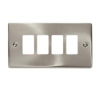 Click Deco VPSC20404 4 Gang GridPro Frontplate - Satin Chrome