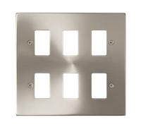 Click Deco VPSC20506 6 Gang GridPro Frontplate - Satin Chrome
