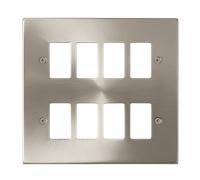 Click Deco VPSC20508 8 Gang GridPro Frontplate - Satin Chrome
