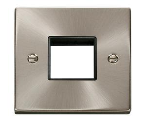 Click Deco VPSC402BK Victorian 2G MiniGrid Unfurnished Front Plate - Satin Chrome (Black)