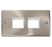 Click Deco VPSC404WH Victorian 4G MiniGrid Unfurnished Front Plate - Satin Chrome (White)