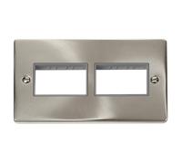 Click Deco VPSC406GY Victorian 6G MiniGrid Unfurnished Front Plate - Satin Chrome (Grey)