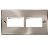 Click Deco VPSC406WH Victorian 6G MiniGrid Unfurnished Front Plate - Satin Chrome (White)