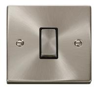 Click Deco VPSC411BK Victorian 10AX Ingot 1-Gang 2-Way Plate Switch - Satin Chrome (Black)