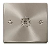 Click Deco VPSC421 Victorian 10AX 1-Gang 2-Way Toggle Plate Switch - Satin Chrome