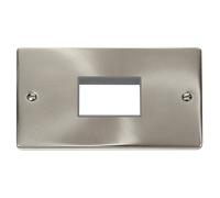 Click Deco VPSC432GY Victorian 2G MiniGrid Unfurnished Front Plate (3 Apertures) - Satin Chrome (Grey)