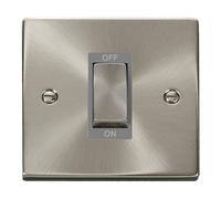 Click Deco VPSC500GY Victorian 45A Ingot 1G Double Pole Switch - Satin Chrome (Grey)