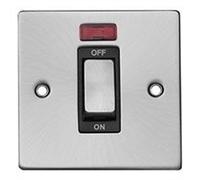Click Deco VPSC501BK Satin Chrome Ingot’ 45A 1 Gang Single Cooker Switch with Neon Black Insert … …