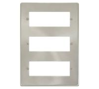 Click Deco VPSC518 Victorian 3 Tier MiniGrid Unfurnished Front Plate (18 Apertures) - Satin Chrome