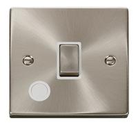 Click Deco VPSC522WH Victorian 20A Ingot DP Switch + Flex Outlet - Satin Chrome (White)