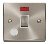 Click Deco VPSC523WH Victorian 20A Ingot DP Switch + Neon + Flex Outlet - Satin Chrome (White)