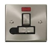 Click Deco VPSC552BK Satin Chrome FCU ‘Ingot’ Switched Spur with Flex Outlet & Neon Black Insert … …