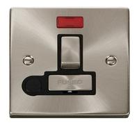 Click Deco VPSC552BK Victorian 13A Ingot DP Switched Fused Spur + Neon + Flex Outlet - Satin Chrome (Black)
