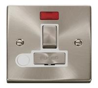 Click Deco VPSC552WH Victorian 13A Ingot DP Switched Fused Spur + Neon + Flex Outlet - Satin Chrome (White)