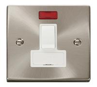 Click Deco VPSC652WH Victorian 13A DP Switched Fused Spur + Neon - Satin Chrome (White)