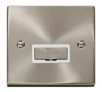 Click Deco VPSC750WH Victorian 13A Ingot Fused Spur - Satin Chrome (White)