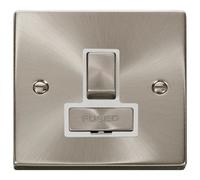 Click Deco VPSC751WH Victorian 13A Ingot DP Switched Fused Spur - Satin Chrome (White)