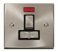 Click Deco VPSC752BK Victorian 13A Ingot DP Switched Fused Spur + Neon - Satin Chrome (Black)