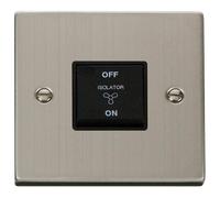 Click Deco VPSS020BK Victorian 10A 3 Pole Fan Isolation Plate Switch - Stainless Steel (Black)