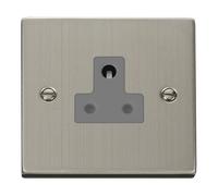 Click Deco VPSS038GY Victorian 5A Round Pin Socket Outlet - Stainless Steel (Grey)