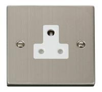 Click Deco VPSS038WH Victorian 5A Round Pin Socket Outlet - Stainless Steel (White)
