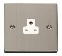 Click Deco VPSS039WH Victorian 2A Round Pin Socket Outlet - Stainless Steel (White)