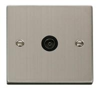 Click Deco VPSS065BK Victorian Single Co-Axial Outlet (Non-Isolated) - Stainless Steel (Black)