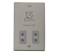 Click Deco VPSS100GY Victorian 115V/230V Dual Voltage Shaver Socket - Stainless Steel (Grey)