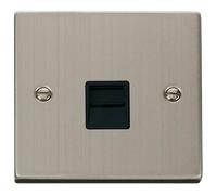 Click Deco VPSS120BK Victorian Single Master Telephone Outlet - Stainless Steel (Black)