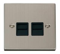 Click Deco VPSS121BK Victorian Twin Master Telephone Outlet - Stainless Steel (Black)