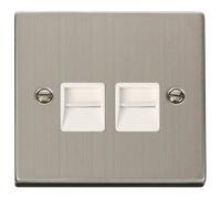 Click Deco VPSS126WH Victorian Twin Secondary Telephone Outlet - Stainless Steel (White)