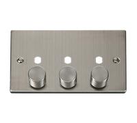 Click Deco VPSS153PL Victorian 3G Unfurnished Dimmer Plate & Knobs (1200W Max) - Stainless Steel