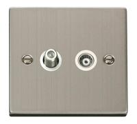 Click Deco VPSS157WH Victorian Satellite & Co-Axial Outlet (Isolated) - Stainless Steel (White)