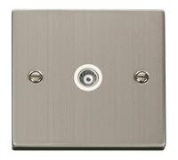 Click Deco VPSS158WH Victorian Single Co-Axial Outlet (Isolated) - Stainless Steel (White)