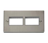 Click Deco VPSS406GY Victorian 6G MiniGrid Unfurnished Front Plate - Stainless Steel (Grey)