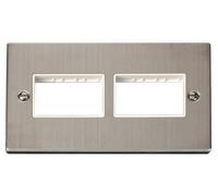 Click Deco VPSS406WH Victorian 6G MiniGrid Unfurnished Front Plate - Stainless Steel (White)