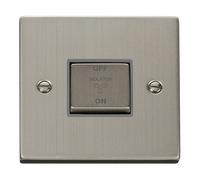 Click Deco VPSS520GY Victorian 10A Ingot 3 Pole Fan Isolation Plate Switch - Stainless Steel (Grey)