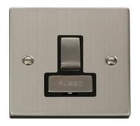 Click Deco VPSS751BK Victorian 13A Ingot DP Switched Fused Spur - Stainless Steel (Black)