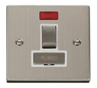 Click Deco VPSS752WH Victorian 13A Ingot DP Switched Fused Spur + Neon - Stainless Steel (White)